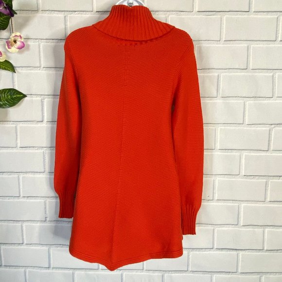 Renuar Orange Knit Cowl Neck Flare Sweater - Picture 5 of 8